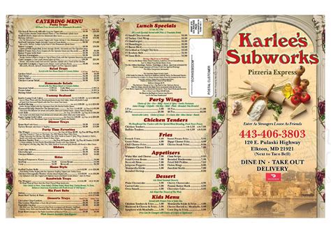 karlee's subworks pizzeria menu  View Company Info for Free